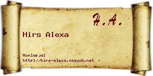 Hirs Alexa névjegykártya